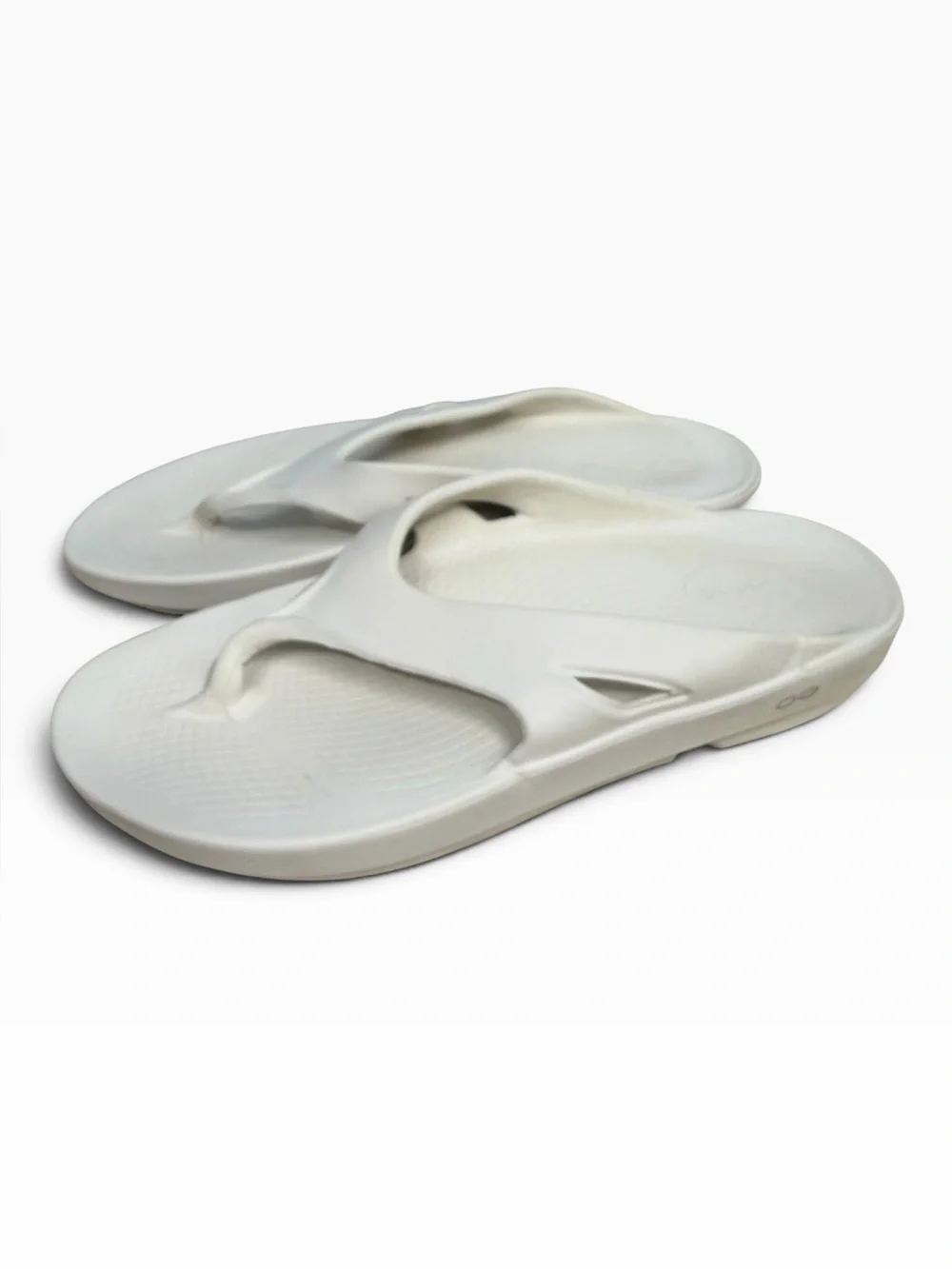 OOFOS OOriginal White Recovery Thong Sandals Cushion Comfort Mens 12 EU 45